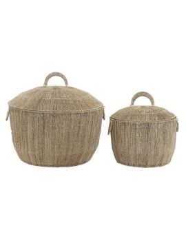 Juego de Cestas DKD Home Decor Marrón Multicolor Natural Yute Jute Metal Boho 51 x 51 x 48 cm