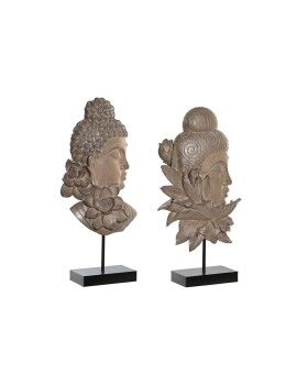 Figura Decorativa DKD Home Decor 23 x 8 x 42 cm Preto Castanho Buda Oriental (2 Unidades)