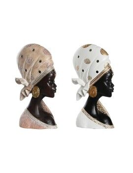Figura Decorativa DKD Home Decor 18 x 10,5 x 33 cm Bege Dourado Castanho Branco Colonial Africana...