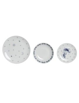 Conjunto de Louça DKD Home Decor Azul Branco Porcelana 18 Peças 27 x 27 x 3 cm