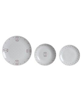 Conjunto de Louça DKD Home Decor Branco Cor de Rosa Porcelana Scandi 18 Peças 27 x 27 x 3 cm