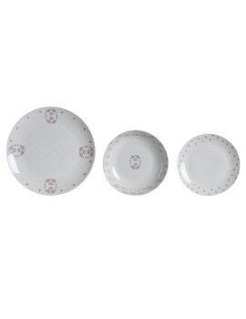 Set de Vajilla DKD Home Decor Porcelana Rosa Blanco 27 x 27 x 3 cm 18 Piezas