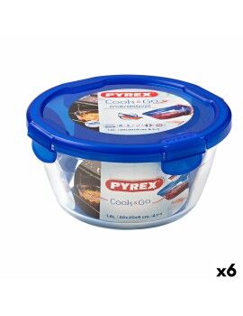 Fiambrera Hermética Pyrex Cook&go 20 x 20 x 10,3 cm Azul 1,6 L Vidrio (6 Unidades)