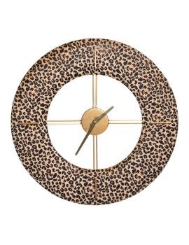 Relógio de Parede 48 x 3,5 x 48 cm Tecido Sintético Metal Leopardo