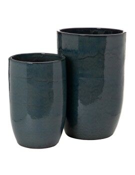 Vaso 52 x 52 x 80 cm Cerâmica Azul (2 Unidades)