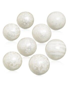 Bolas CAPIZ Decoração Branco 10 x 10 x 10 cm (8 Unidades)