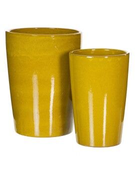 Vaso 37 x 37 x 49 cm Cerâmica Amarelo (2 Unidades)