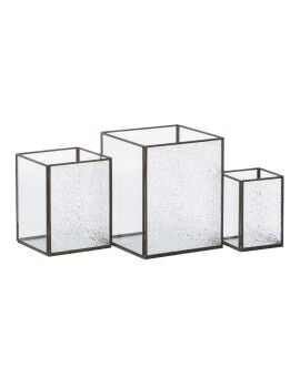 Portavelas Cristal Dorado Metal 18 x 18 x 22 cm (3 Unidades)