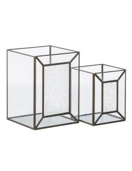 Portavelas Cristal Dorado Metal 22 x 22 x 29 cm (2 Unidades)