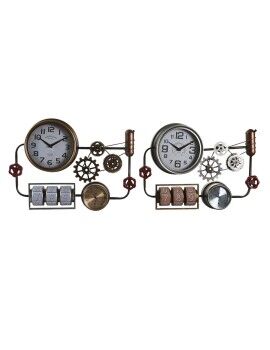 Relógio de Parede DKD Home Decor 52,5 x 9 x 39,5 cm Cristal Ferro Vintage (2 Unidades)