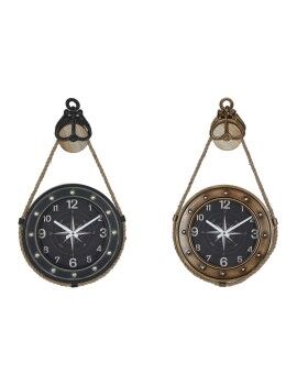 Reloj de Pared DKD Home Decor 43 x 8 x 71 cm Cristal Negro Dorado Hierro (2 Unidades)