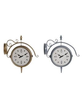 Relógio de Parede DKD Home Decor 43 x 14,5 x 47 cm Cristal Cinzento Dourado Ferro Tradicional (2...
