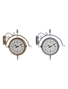 Reloj de Pared DKD Home Decor 43 x 14,5 x 47 cm Cristal Gris Dorado Hierro Tradicional (2 Unidades)