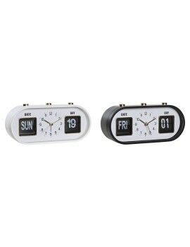 Relógio-Despertador DKD Home Decor 20 x 6 x 9,5 cm Preto Branco PVC (2 Unidades)