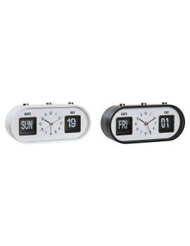 Reloj Despertador DKD Home Decor 20 x 6 x 9,5 cm Negro Blanco PVC (2 Unidades)