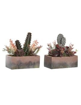 Planta Decorativa DKD Home Decor 19 x 9 x 22 cm Rosa Naranja Cactus Goma Eva Polipropileno (2...