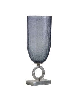 Vaso 17 x 17 x 47 cm Cristal Cinzento Metal Prata