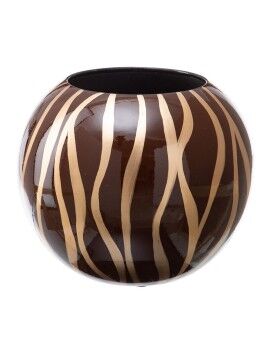 Vaso 24,5 x 24,5 x 20 cm Zebra Cerâmica Dourado Castanho