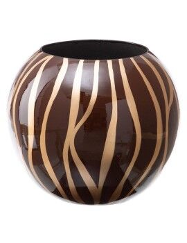 Vaso 27 x 27 x 23 cm Zebra Cerâmica Dourado Castanho