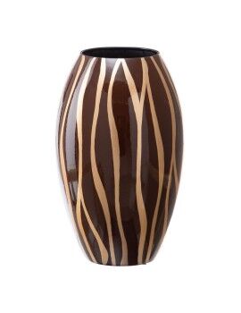 Vaso 21,5 x 21,5 x 36 cm Zebra Cerâmica Dourado Castanho