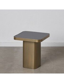 Mesa de apoio Cristal Preto Dourado Metal 40 x 40 x 45 cm