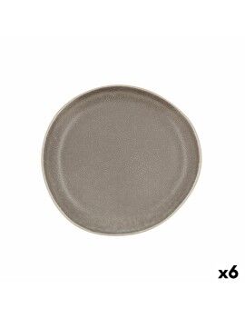 Prato de Jantar Bidasoa Gio Irregular Cinzento Cerâmica 20 cm (6 Unidades)