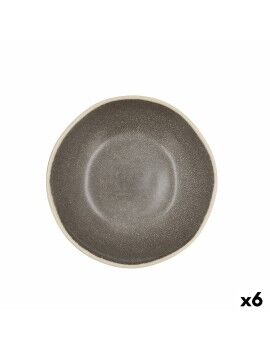 Plato Hondo Bidasoa Gio Cerámica Gris 19 cm (6 Unidades)