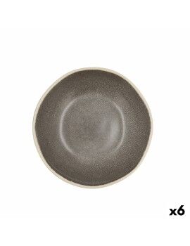 Prato Fundo Bidasoa Gio Cerâmica Cinzento 19 cm (6 Unidades)