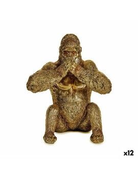 Figura Decorativa Gorila Yoga Dourado 11 x 18 x 16,2 cm (12 Unidades)