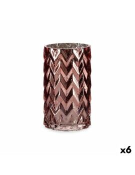 Vaso Lapidado Espiga Cor de Rosa Cristal 11,3 x 19,5 x 11,3 cm (6 Unidades)