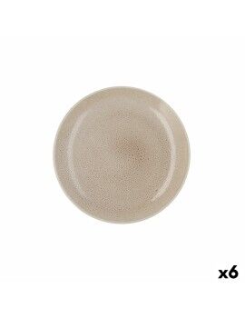 Plato Llano Ariane Porous Cerámica Beige Ø 27 cm (6 Unidades)