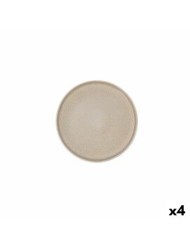Prato de Jantar Ariane Porous Bege Cerâmica Ø 21 cm (4 Unidades)