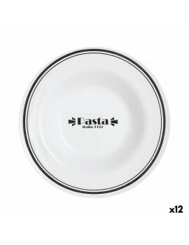 Plato para Pasta Luminarc Friends Time Bistro Blanco/Negro Vidrio 28,5 cm (12 Unidades)