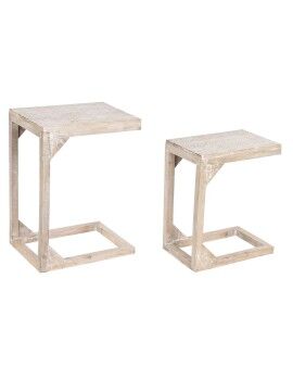 Conjunto de 2 mesas DKD Home Decor Branco Castanho 48,3 x 35,5 x 65,4 cm