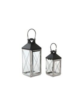 Farolas DKD Home Decor Cristal Negro Acero 18 x 18 x 43 cm Moderno Cromado