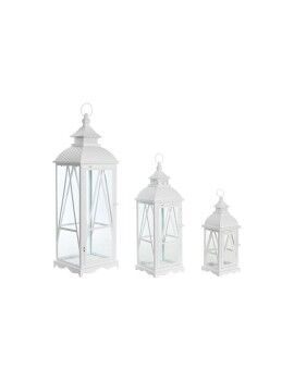 Postes de iluminação DKD Home Decor 22 x 22 x 75 cm Cristal Metal Branco Shabby Chic