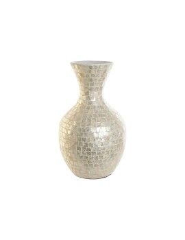 Jarrón DKD Home Decor Blanco Bambú Nácar Natural Hoja de planta Mediterráneo 31 x 31 x 51,5 cm