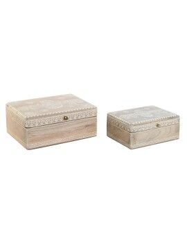 Caja-Joyero DKD Home Decor 25,5 x 20 x 10,5 cm Natural Madera de mango (2 Unidades)