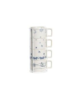 Juego de Tazas de Café DKD Home Decor Azul Blanco Metal Dolomita 260 ml 4 Piezas