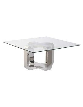 Mesa de Centro DKD Home Decor Prateado Aço Alumínio Vidro temperado 100 x 100 x 45 cm