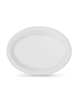 Conjunto de pratos reutilizáveis Algon Branco 27 x 21 cm Plástico Oval 6 Unidades