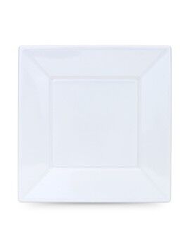 Conjunto de pratos reutilizáveis Algon Quadrado Branco Plástico 23 cm 12 Unidades