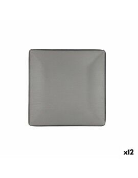 Prato de Jantar Bidasoa Gio Cinzento Plástico 21,5 x 21,5 cm (12 Unidades)