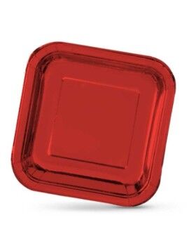 Conjunto de pratos Algon Quadrado Cartão Descartáveis 23 x 23 x 1,5 cm Vermelho 10 Unidades