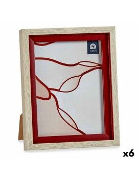 Marco de Fotos 18,8 x 2 x 24 cm Cristal Rojo Madera Marrón Plástico (6 Unidades)