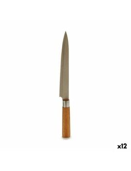 Cuchillo de Cocina 3 x 33,5 x 2,5 cm Plateado Marrón Acero Inoxidable Bambú (12 Unidades)