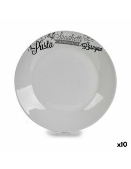 Plato Llano Ø 24,4 cm Negro Blanco Porcelana Pasta (10 Unidades)