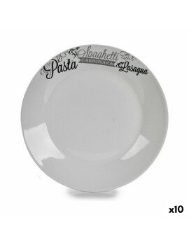 Prato de Jantar Ø 24,4 cm Branco Preto Porcelana Pasta (10 Unidades)