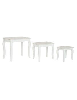 Jogo de 3 mesas DKD Home Decor Branco Marrom claro 53 x 35 x 47 cm