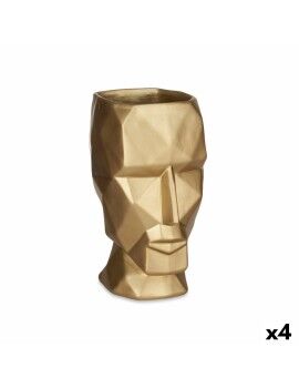Vaso 3D Face Dourado Poliresina 12 x 24,5 x 16 cm (4 Unidades)